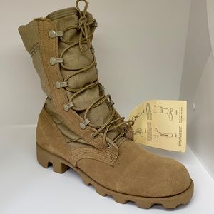 New Wellco Military Boots Desert Tan Canvas Leather Combat Boots Unisex